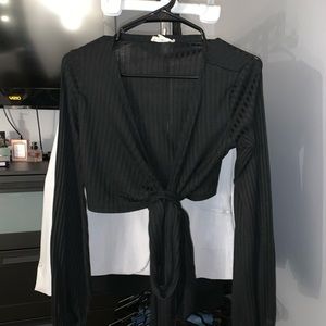 Wrap Long Sleeve Crop Top